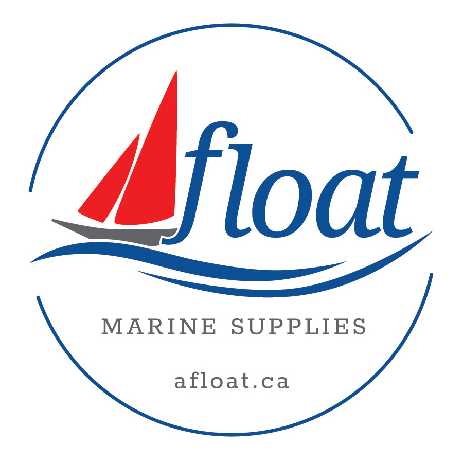Afloat logo. Stylized sailboat on waves.
